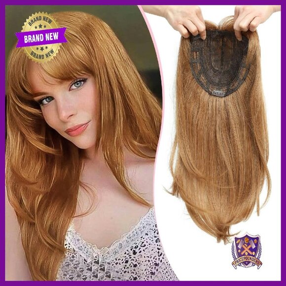 18in Synthetic Hair Topper with Bangs Large Base Clip-in Wiglet main image 4